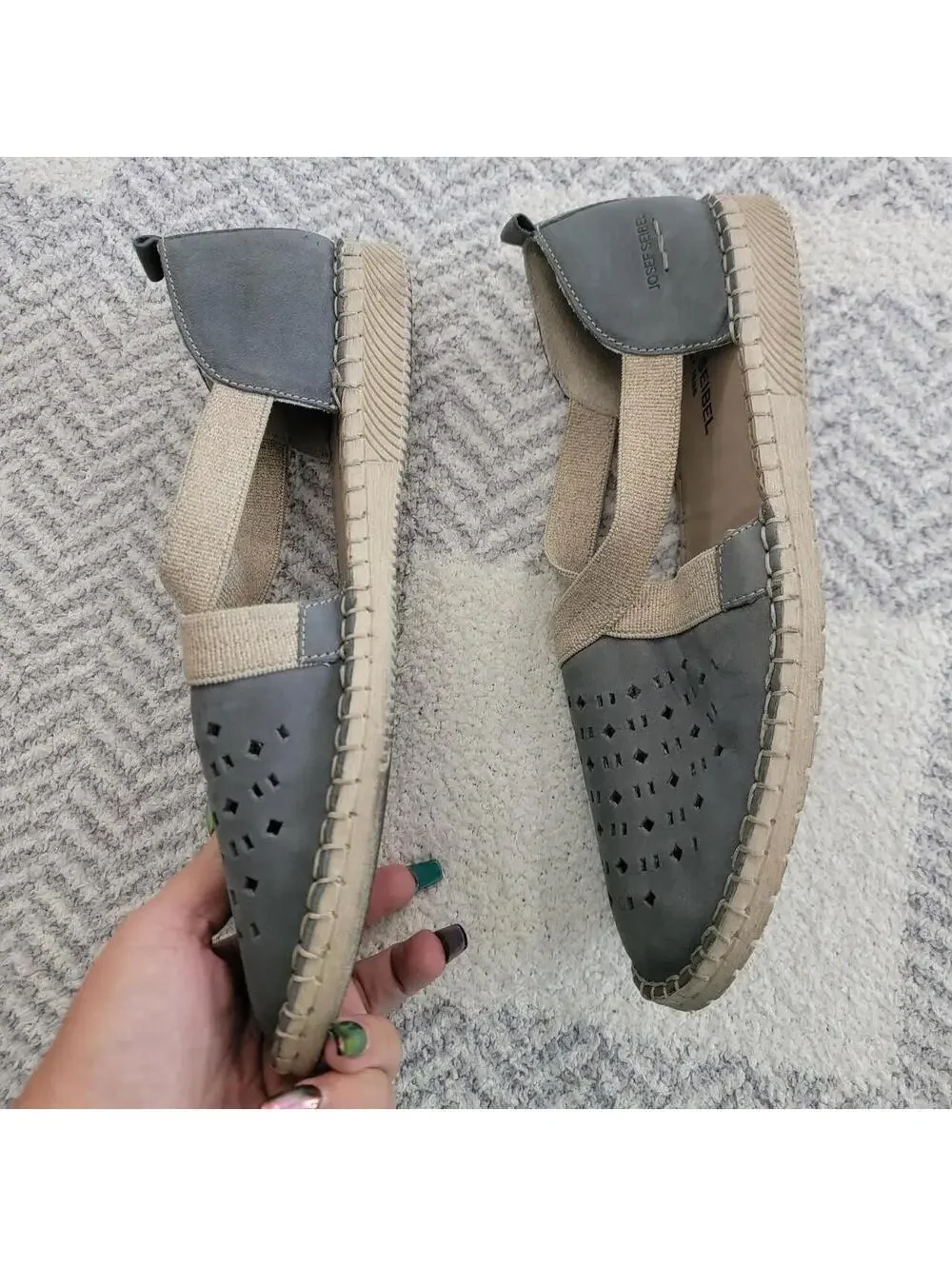 Josef Seibel gray leather espadrille flats